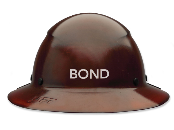 BOND labeled hard hat